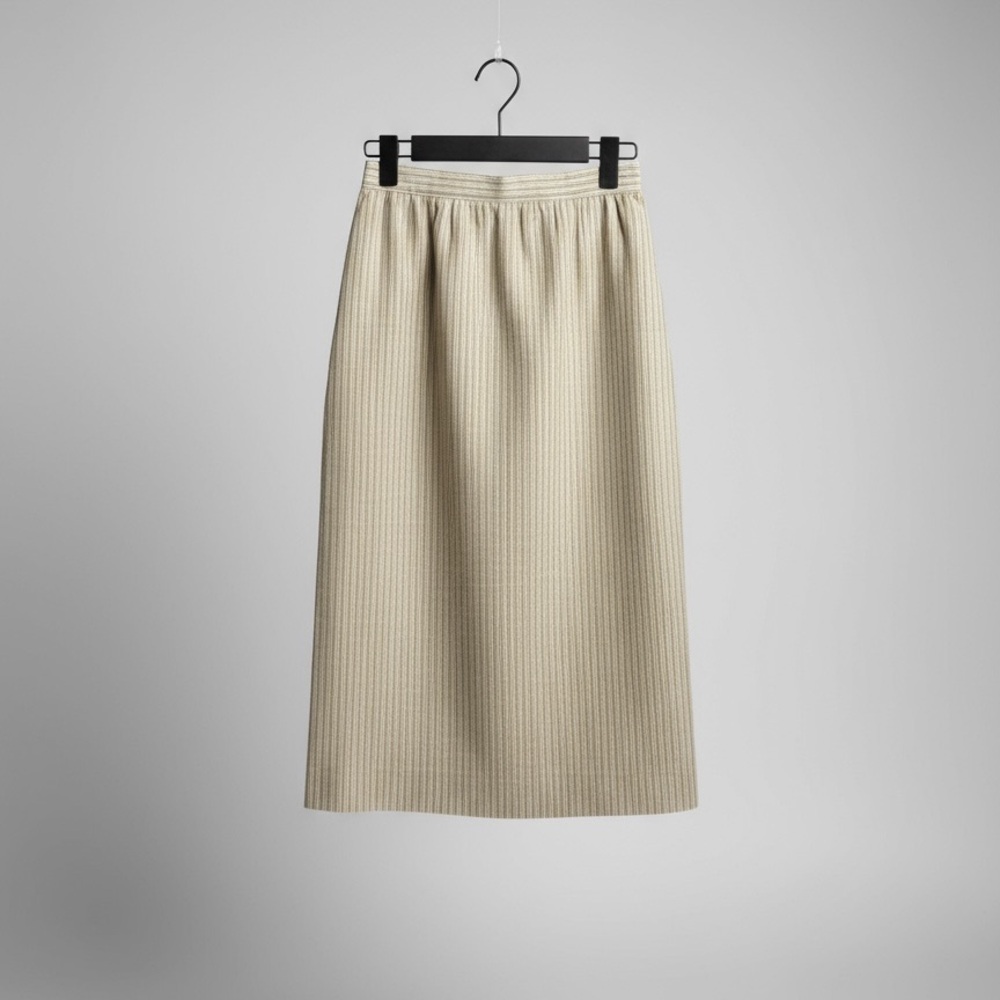 Spitalnick & Co Vintage Cream Striped Linen Lined Pencil Skirt Size 4. EUC